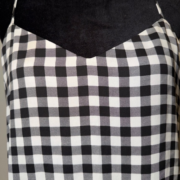 Princess Vera Wang Size L Black White Floral Gingham Dress Spaghetti Strap - Picture 3 of 7